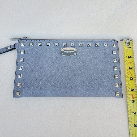 Michael Kors Gray Silver Studded Wristlet Clutch - Picture 4 of 12